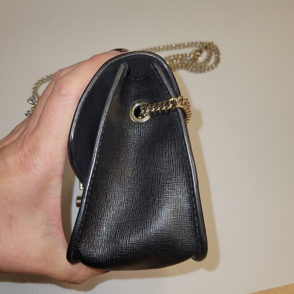 Furla mini metropolis bag purse  gold chain strap black leather - Picture 4 of 12
